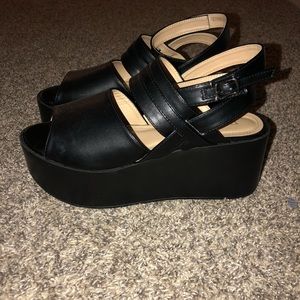 black platform wedges